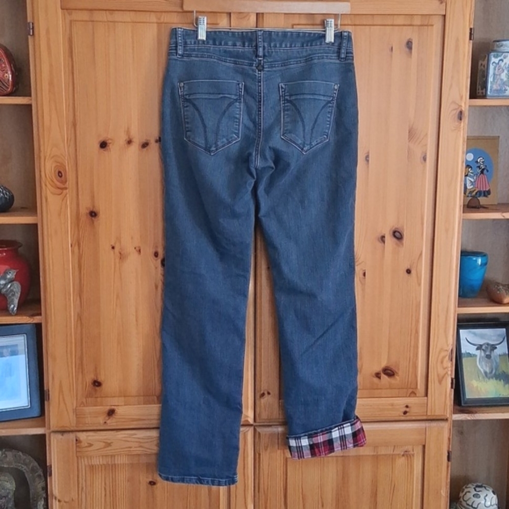 PrAna Flannel Lined Boyfriend Denim Straight Leg Jeans Size 27 - Picture 2 of 10